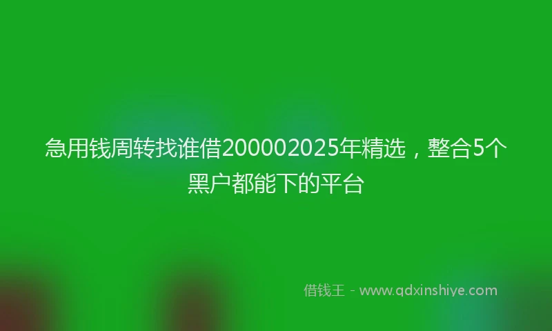 急用钱周转找谁借200002025年精选，整合5个黑户都能下的平台