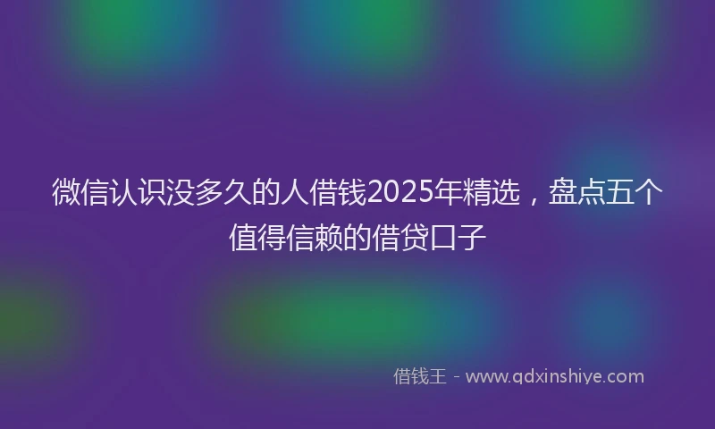 微信认识没多久的人借钱2025年精选，盘点五个值得信赖的借贷口子