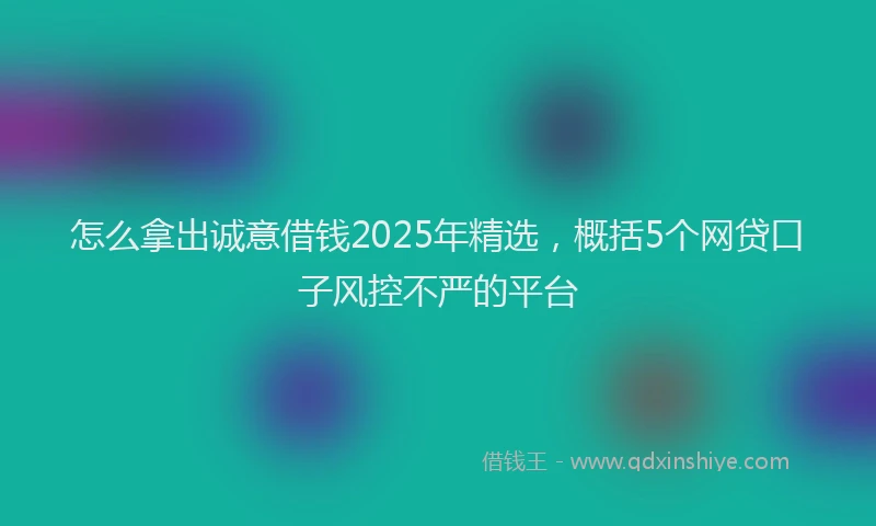 怎么拿出诚意借钱2025年精选，概括5个网贷口子风控不严的平台