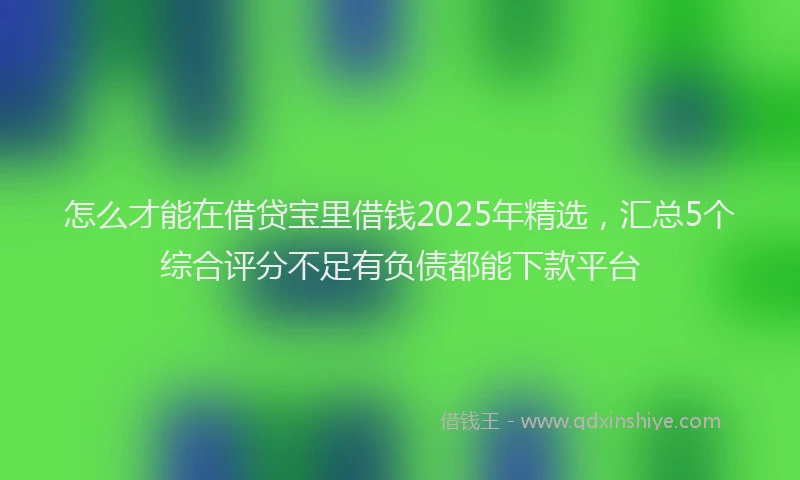 怎么才能在借贷宝里借钱2025年精选，汇总5个综合评分不足有负债都能下款平台