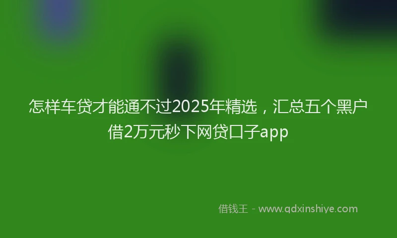 怎样车贷才能通不过2025年精选，汇总五个黑户借2万元秒下网贷口子app