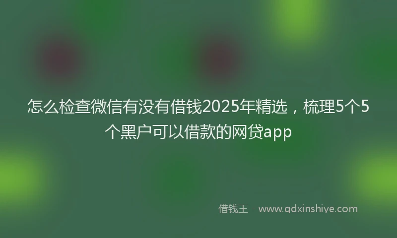 怎么检查微信有没有借钱2025年精选，梳理5个5个黑户可以借款的网贷app