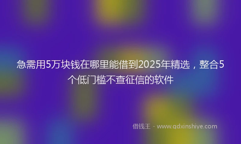 急需用5万块钱在哪里能借到2025年精选，整合5个低门槛不查征信的软件
