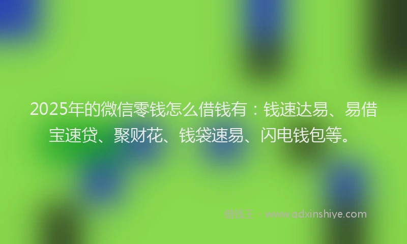 2025年的微信零钱怎么借钱有：钱速达易、易借宝速贷、聚财花、钱袋速易、闪电钱包等。