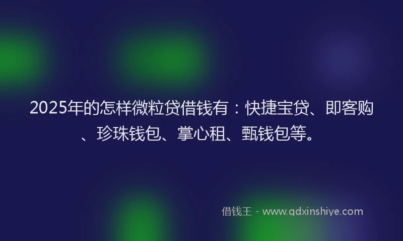 2025年的怎样微粒贷借钱有：快捷宝贷、即客购、珍珠钱包、掌心租、甄钱包等。