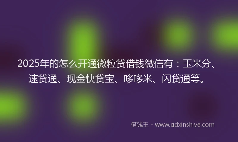 2025年的怎么开通微粒贷借钱微信有：玉米分、速贷通、现金快贷宝、哆哆米、闪贷通等。