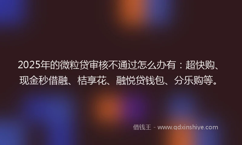 2025年的微粒贷审核不通过怎么办有：超快购、现金秒借融、桔享花、融悦贷钱包、分乐购等。