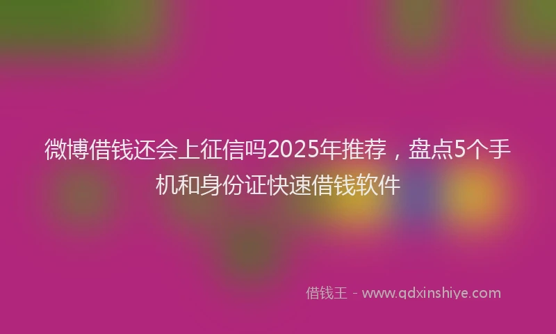 微博借钱还会上征信吗2025年推荐，盘点5个手机和身份证快速借钱软件