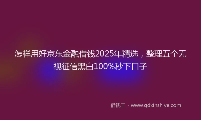 怎样用好京东金融借钱2025年精选，整理五个无视征信黑白100%秒下口子