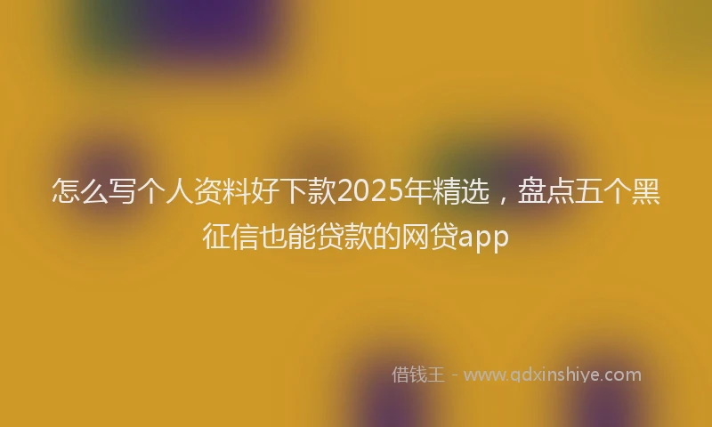 怎么写个人资料好下款2025年精选，盘点五个黑征信也能贷款的网贷app