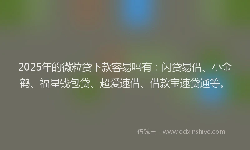 2025年的微粒贷下款容易吗有：闪贷易借、小金鹤、福星钱包贷、超爱速借、借款宝速贷通等。