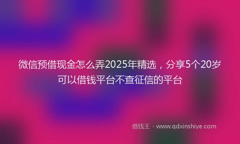 微信预借现金怎么弄2025年精选，分享5个20岁可以借钱平台不查征信的平台