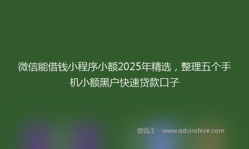 微信能借钱小程序小额2025年精选，整理五个手机小额黑户快速贷款口子