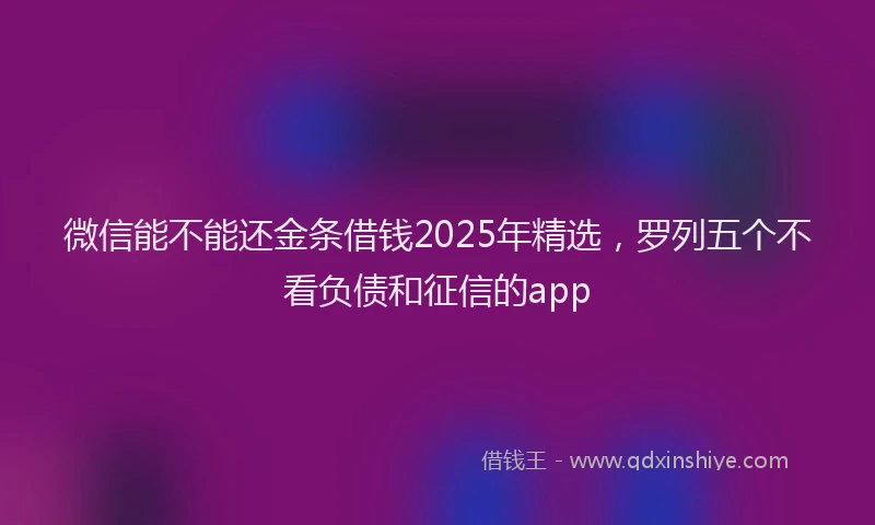 微信能不能还金条借钱2025年精选，罗列五个不看负债和征信的app