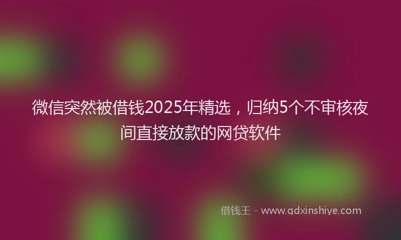 微信突然被借钱2025年精选，归纳5个不审核夜间直接放款的网贷软件