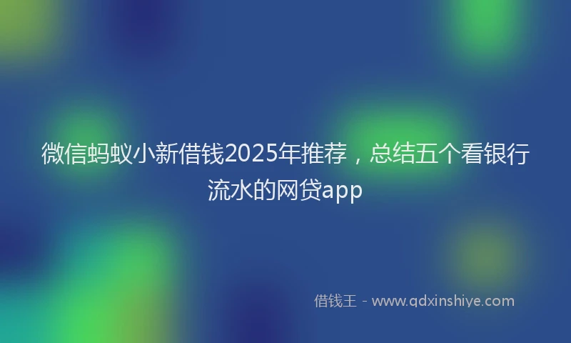 微信蚂蚁小新借钱2025年推荐，总结五个看银行流水的网贷app