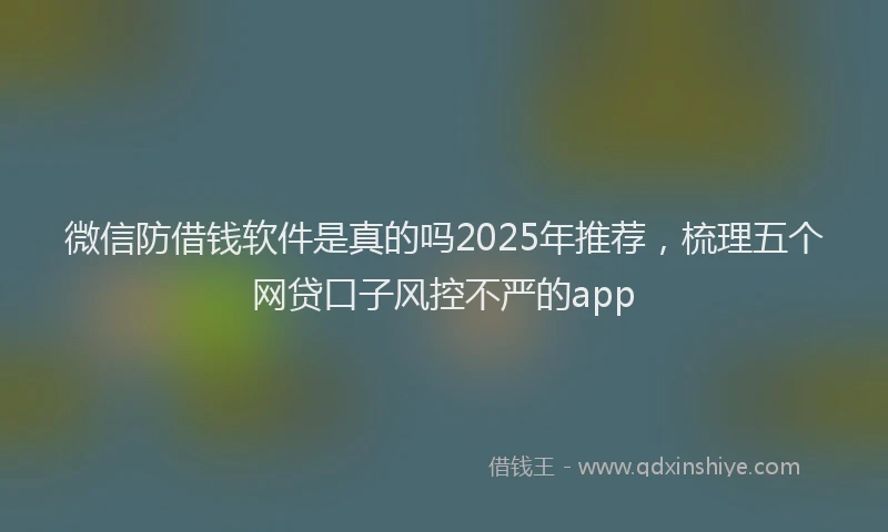 微信防借钱软件是真的吗2025年推荐，梳理五个网贷口子风控不严的app