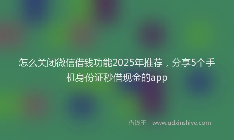 怎么关闭微信借钱功能2025年推荐，分享5个手机身份证秒借现金的app