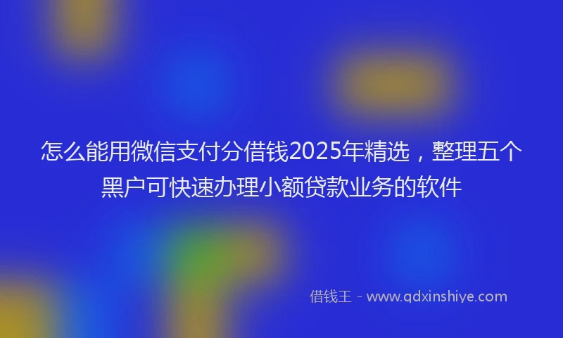 怎么能用微信支付分借钱2025年精选，整理五个黑户可快速办理小额贷款业务的软件