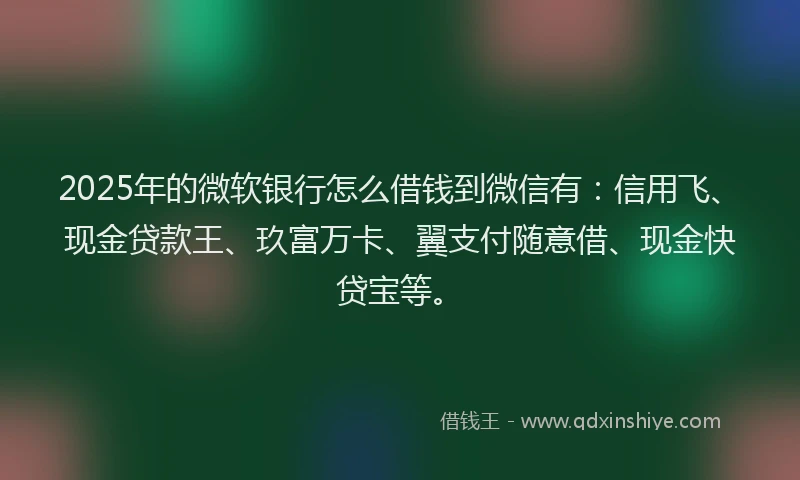 2025年的微软银行怎么借钱到微信有：信用飞、现金贷款王、玖富万卡、翼支付随意借、现金快贷宝等。