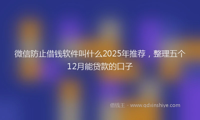 微信防止借钱软件叫什么2025年推荐，整理五个12月能贷款的口子