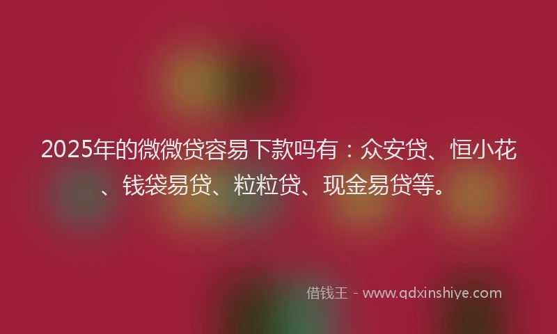 2025年的微微贷容易下款吗有：众安贷、恒小花、钱袋易贷、粒粒贷、现金易贷等。