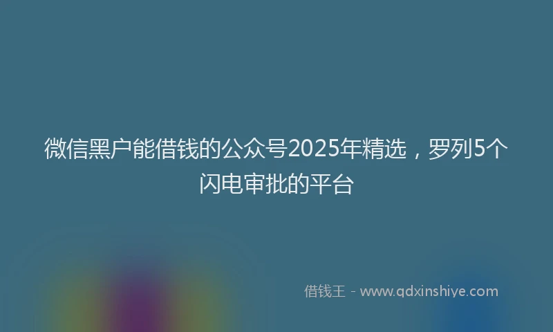 微信黑户能借钱的公众号2025年精选，罗列5个闪电审批的平台