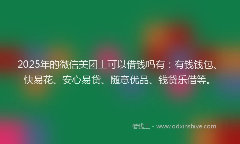 2025年的微信美团上可以借钱吗有：有钱钱包、快易花、安心易贷、随意优品、钱贷乐借等。
