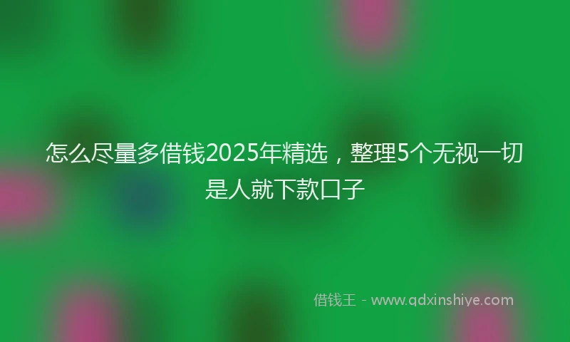 怎么尽量多借钱2025年精选，整理5个无视一切是人就下款口子