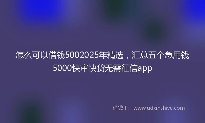 怎么可以借钱5002025年精选，汇总五个急用钱5000快审快贷无需征信app