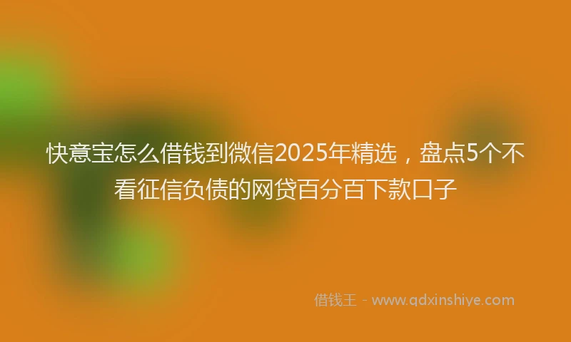 快意宝怎么借钱到微信2025年精选，盘点5个不看征信负债的网贷百分百下款口子