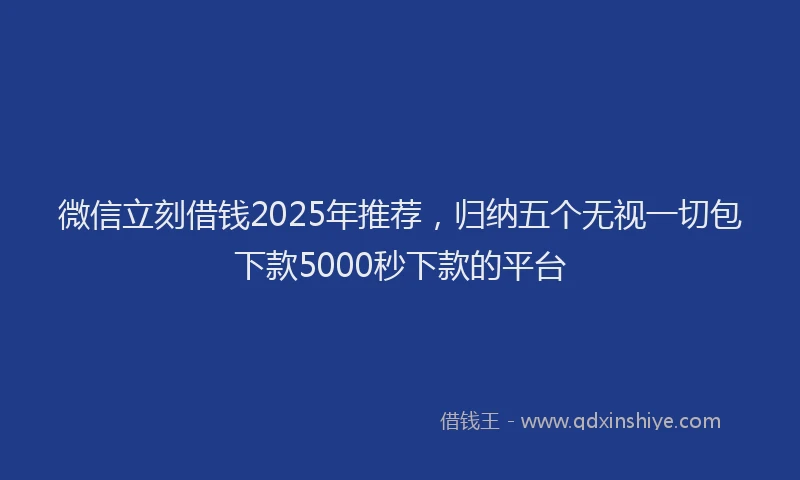 微信立刻借钱2025年推荐，归纳五个无视一切包下款5000秒下款的平台