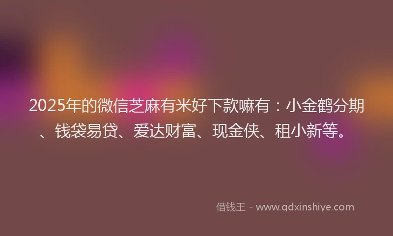 2025年的微信芝麻有米好下款嘛有：小金鹤分期、钱袋易贷、爱达财富、现金侠、租小新等。