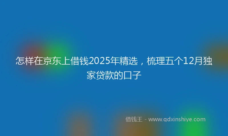 怎样在京东上借钱2025年精选，梳理五个12月独家贷款的口子