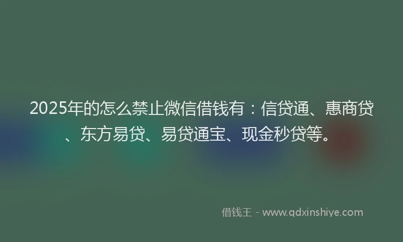 2025年的怎么禁止微信借钱有：信贷通、惠商贷、东方易贷、易贷通宝、现金秒贷等。