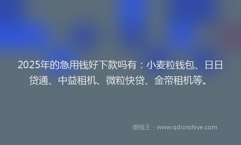 2025年的急用钱好下款吗有：小麦粒钱包、日日贷通、中益租机、微粒快贷、金帝租机等。