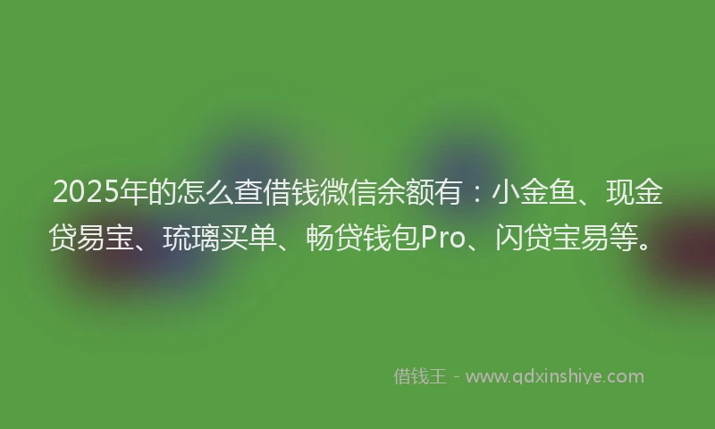 2025年的怎么查借钱微信余额有：小金鱼、现金贷易宝、琉璃买单、畅贷钱包Pro、闪贷宝易等。