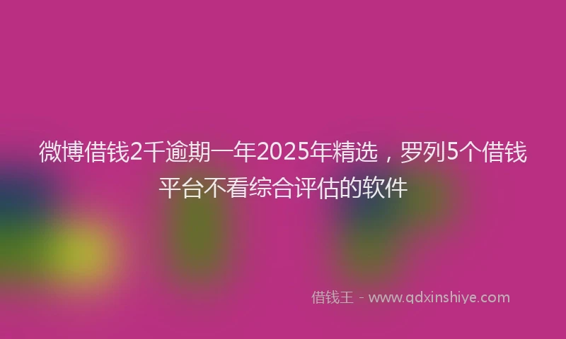 微博借钱2千逾期一年2025年精选，罗列5个借钱平台不看综合评估的软件