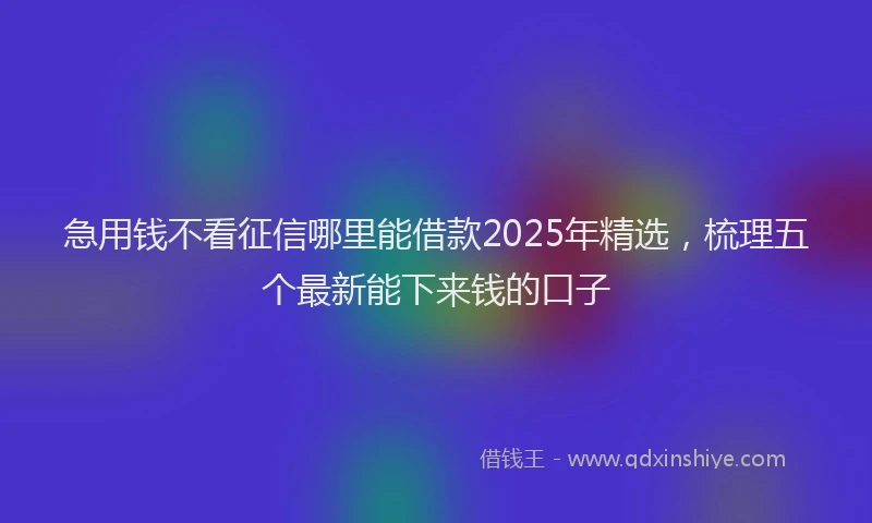 急用钱不看征信哪里能借款2025年精选，梳理五个最新能下来钱的口子