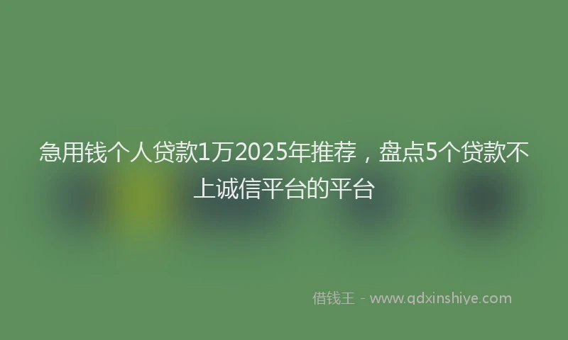 急用钱个人贷款1万2025年推荐，盘点5个贷款不上诚信平台的平台