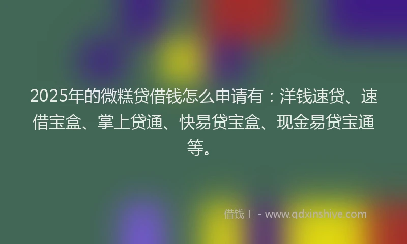 2025年的微糕贷借钱怎么申请有：洋钱速贷、速借宝盒、掌上贷通、快易贷宝盒、现金易贷宝通等。