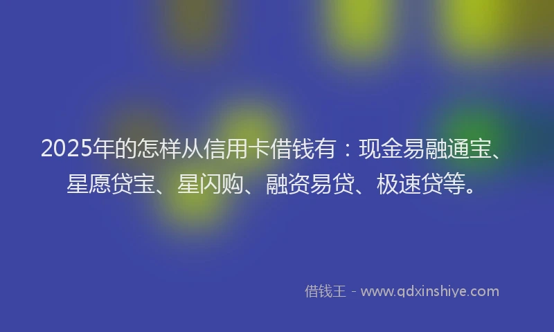 2025年的怎样从信用卡借钱有：现金易融通宝、星愿贷宝、星闪购、融资易贷、极速贷等。