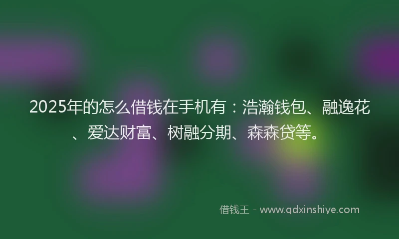 2025年的怎么借钱在手机有：浩瀚钱包、融逸花、爱达财富、树融分期、森森贷等。