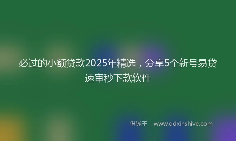 必过的小额贷款2025年精选，分享5个新号易贷速审秒下款软件