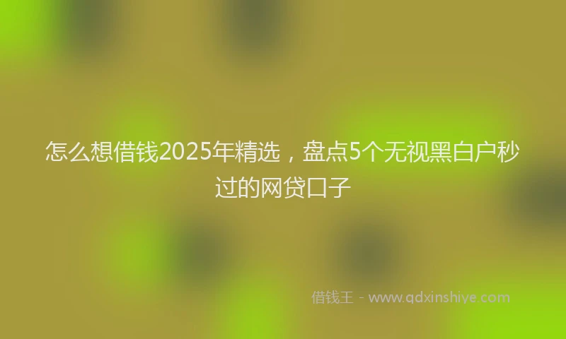 怎么想借钱2025年精选，盘点5个无视黑白户秒过的网贷口子