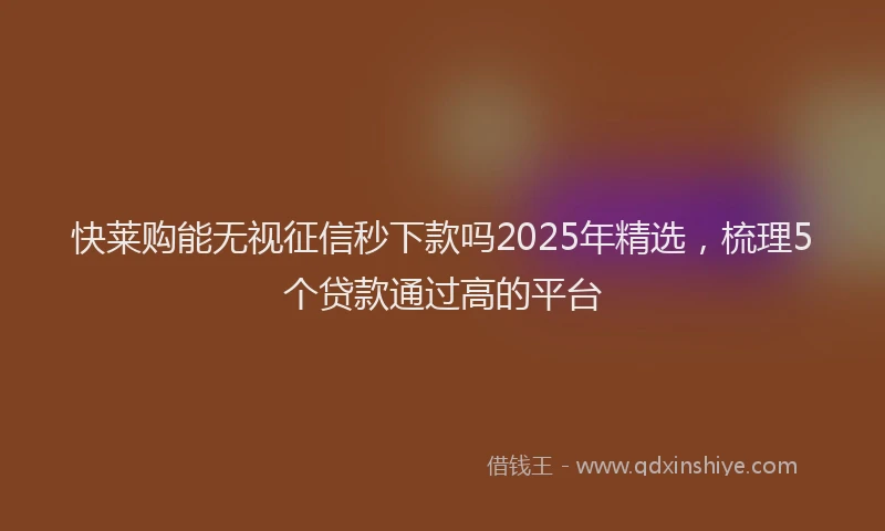 快莱购能无视征信秒下款吗2025年精选，梳理5个贷款通过高的平台