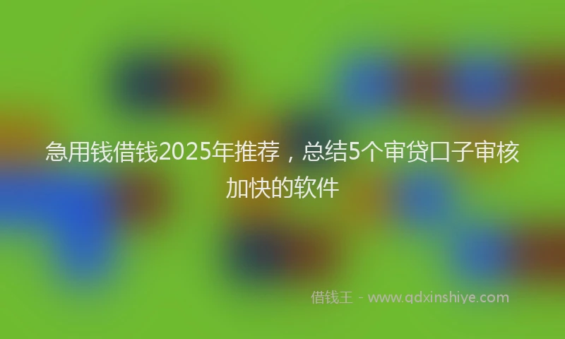 急用钱借钱2025年推荐，总结5个审贷口子审核加快的软件