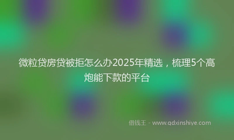 微粒贷房贷被拒怎么办2025年精选，梳理5个高炮能下款的平台