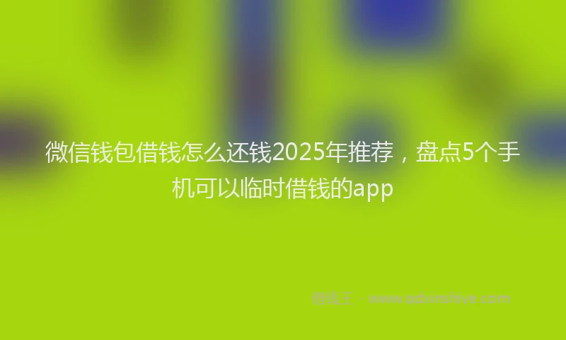 微信钱包借钱怎么还钱2025年推荐，盘点5个手机可以临时借钱的app