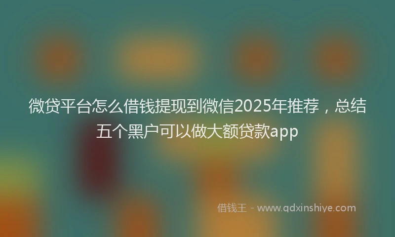 微贷平台怎么借钱提现到微信2025年推荐，总结五个黑户可以做大额贷款app